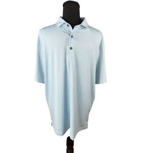 Walter Hagen Men Medium golf performance woven divot soft blue polo shirt